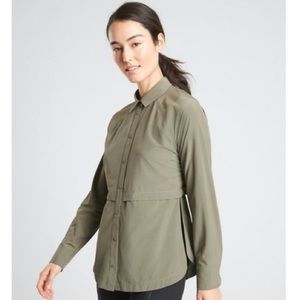 Worn Once Athleta Northstar Long Sleeve Snap Hiking Shirt in Green Size Large